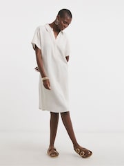 JD Williams Natural Linen Collared Tunic Dress - Image 3 of 4