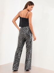 Lipsy Black Scallop Petite Sequin Trousers - Image 4 of 4