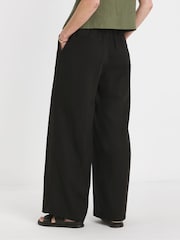 JD Williams Black/chrome Linen Wide Leg Trousers - Image 3 of 4