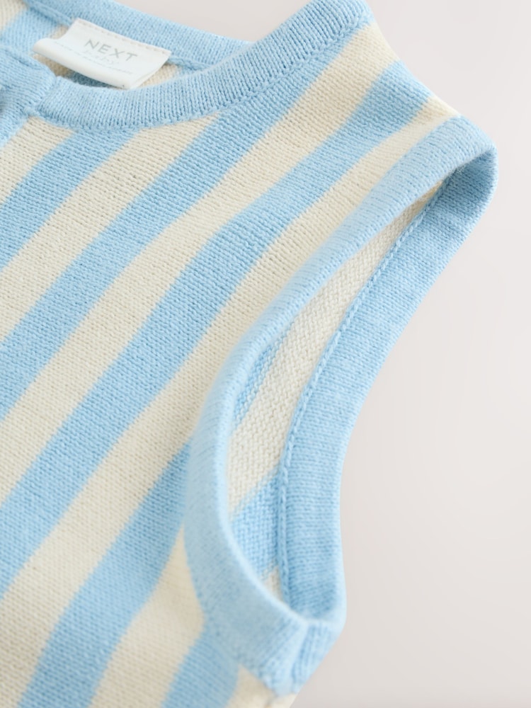 Blue Stripe Baby Knitted Dunagrees and Bodysuit Set (0mths-2yrs) - Image 11 of 11