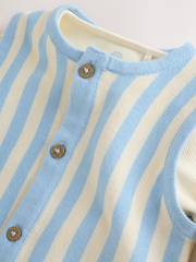 Blue Stripe Baby Knitted Dunagrees and Bodysuit Set (0mths-2yrs) - Image 5 of 11