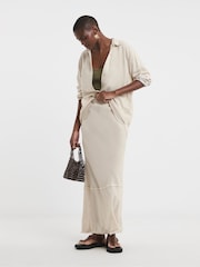 JD Williams Natural Linen Frayed Maxi Skirt - Image 3 of 4