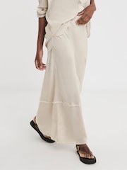 JD Williams Natural Linen Frayed Maxi Skirt - Image 4 of 4