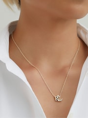 Lauren Ralph Lauren Gold Tone 16 Carded Logo Pendant Necklace - Image 2 of 2