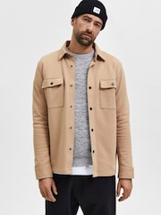 Selected Homme Brown Long Sleeve Jersey Jacket - Image 1 of 4