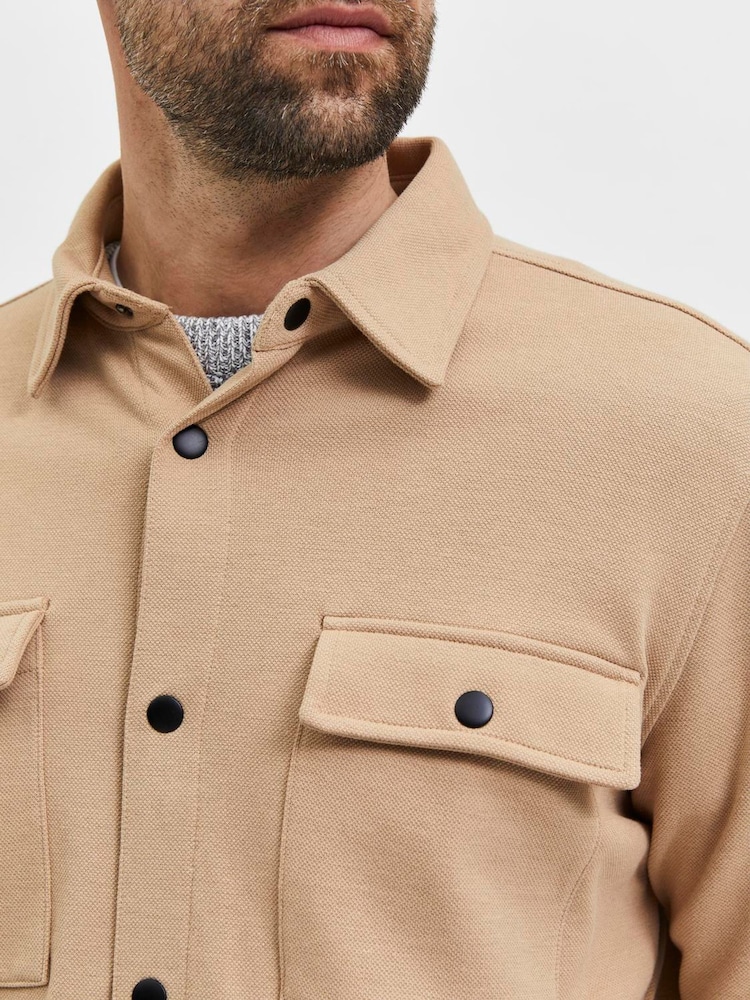 Selected Homme Brown Long Sleeve Jersey Jacket - Image 2 of 4