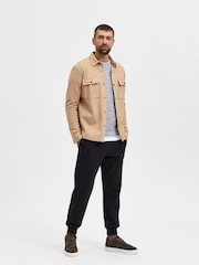 Selected Homme Brown Long Sleeve Jersey Jacket - Image 3 of 4
