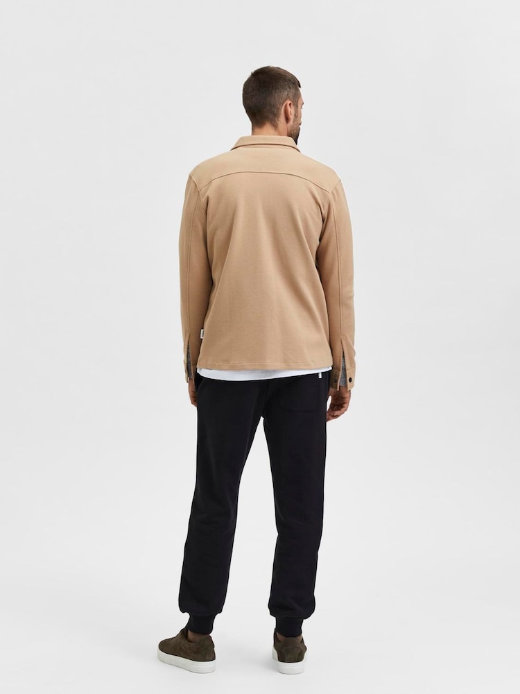 Selected Homme Brown Long Sleeve Jersey Jacket - Image 4 of 4