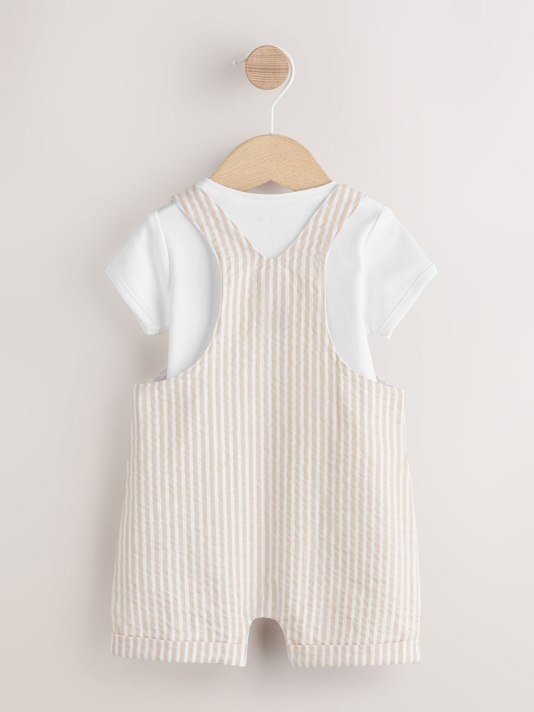 Neutral Stripe Woven Dungaree and Bodysuit Baby Set (0mths-2yrs) - Image 2 of 8 Neutral Stripe Woven Dungaree and Bodysuit Baby Set (0mths-2yrs) - Image 2 of 8
