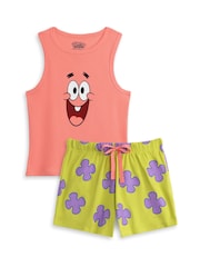 Vanilla Underground Pink Womens Sponge Bob Square Vest and Shorts Pyjamas Set - Image 1 of 8