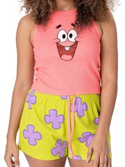 Vanilla Underground Pink Womens Sponge Bob Square Vest and Shorts Pyjamas Set - Image 7 of 8
