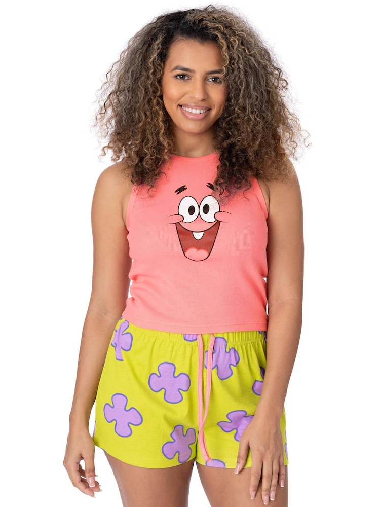 Vanilla Underground Pink Womens Sponge Bob Square Vest and Shorts Pyjamas Set - Image 8 of 8