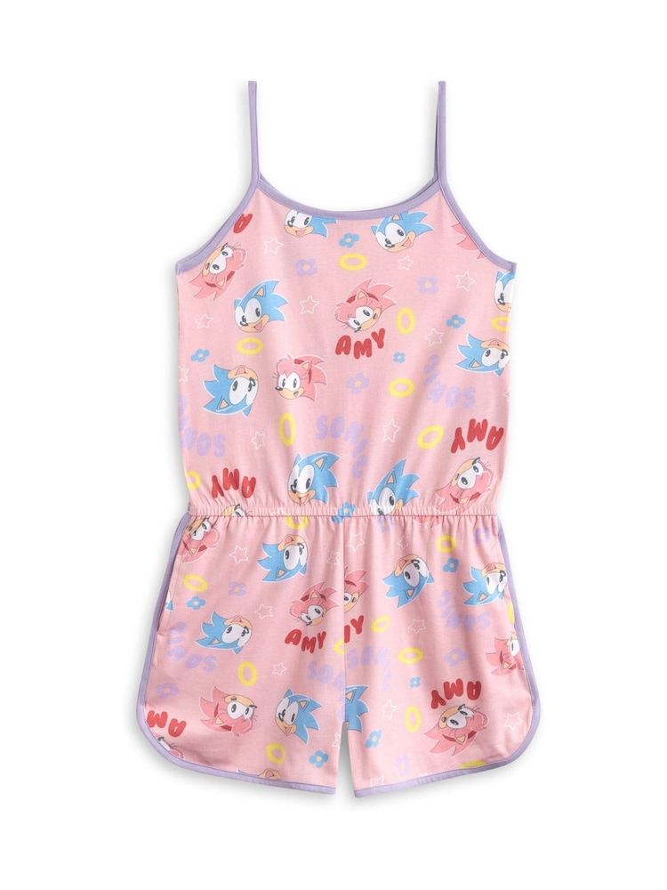 Vanilla Underground Pink Girls Sonic The Hedgehog Sleeveless Playsuit - Image 1 of 6