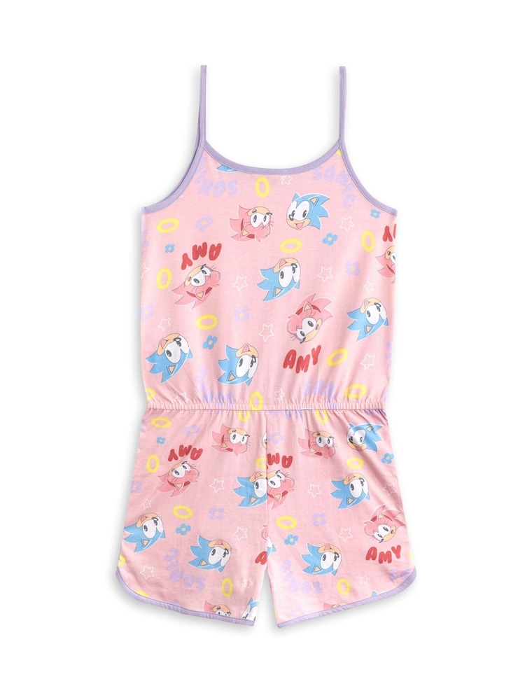 Vanilla Underground Pink Girls Sonic The Hedgehog Sleeveless Playsuit - Image 2 of 6