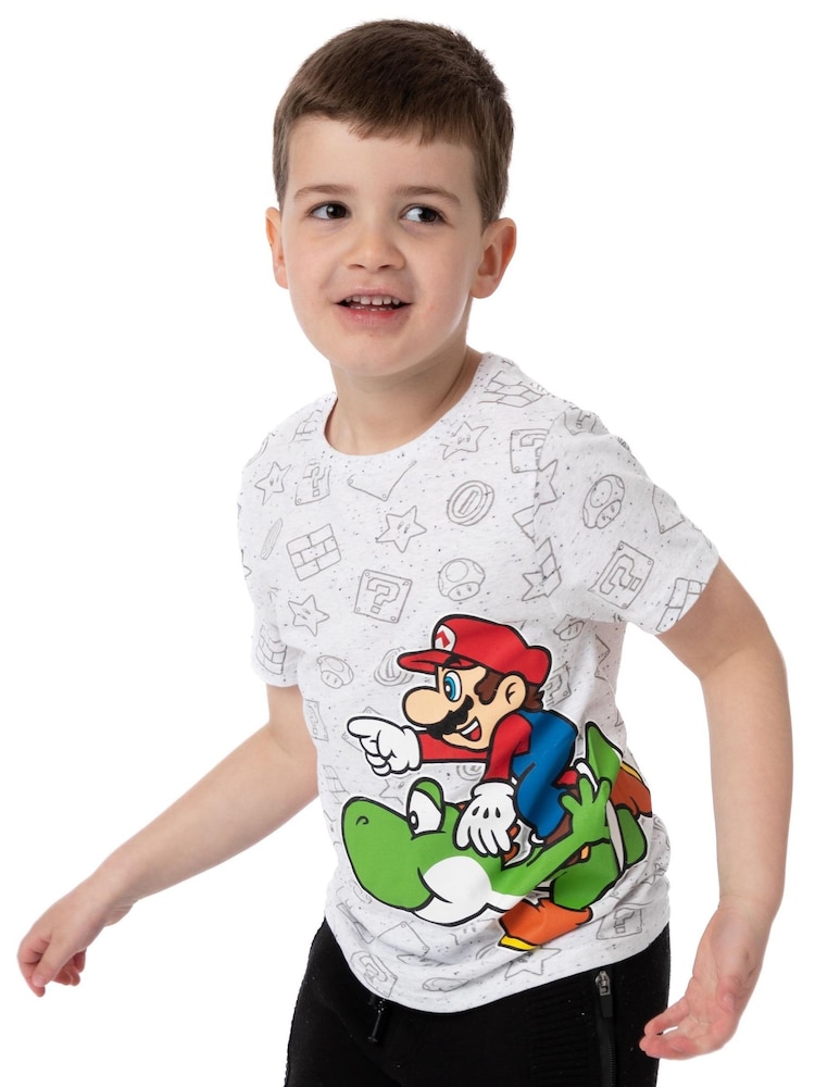 Vanilla Underground Grey Boys Nintendo Super Mario and Yoshi Short Sleeved T-Shirt - Image 2 of 7