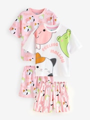 Vanilla Underground Pink Girls Squishmallows Short Sleeve Short Leg 100% Cotton Pyjamas Set Multipack of 2 - Image 1 of 9