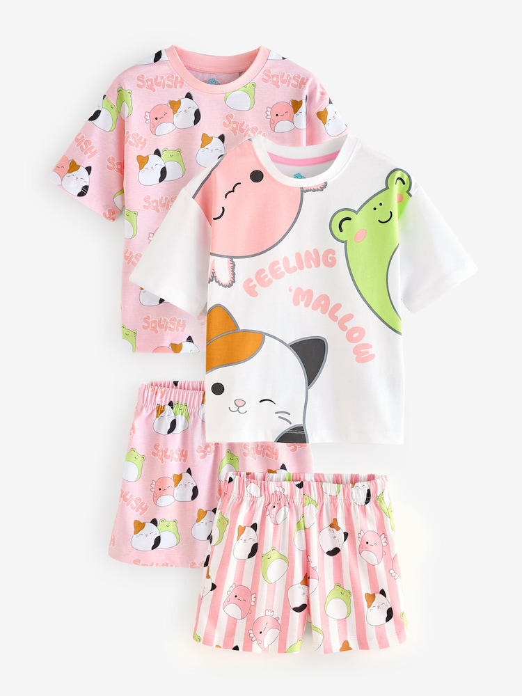 Vanilla Underground Pink Girls Squishmallows Short Sleeve Short Leg 100% Cotton Pyjamas Set Multipack of 2 - Image 1 of 9 Vanilla Underground Pink Girls Squishmallows Short Sleeve Short Leg 100% Cotton Pyjamas Set Multipack of 2 - Image 1 of 9