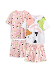 Vanilla Underground Pink Girls Squishmallows Short Sleeve Short Leg 100% Cotton Pyjamas Set Multipack of 2 - Image 8 of 9