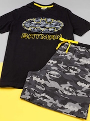 Vanilla Underground Black Mens DC Comics Batman Short Sleeve Long Leg 100% Cotton Pyjamas Set - Image 4 of 6