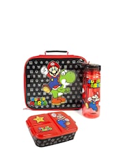 Vanilla Underground Black Kids Nintendo Super Mario Lunch Bag Bottle and Snack Pot Set - Image 1 of 6
