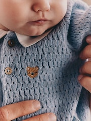 Blue Collared Knit Top and Shorts Baby Set (0mths-2yrs) - Image 3 of 4