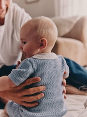 Blue Collared Knit Top and Shorts Baby Set (0mths-2yrs) - Image 4 of 4