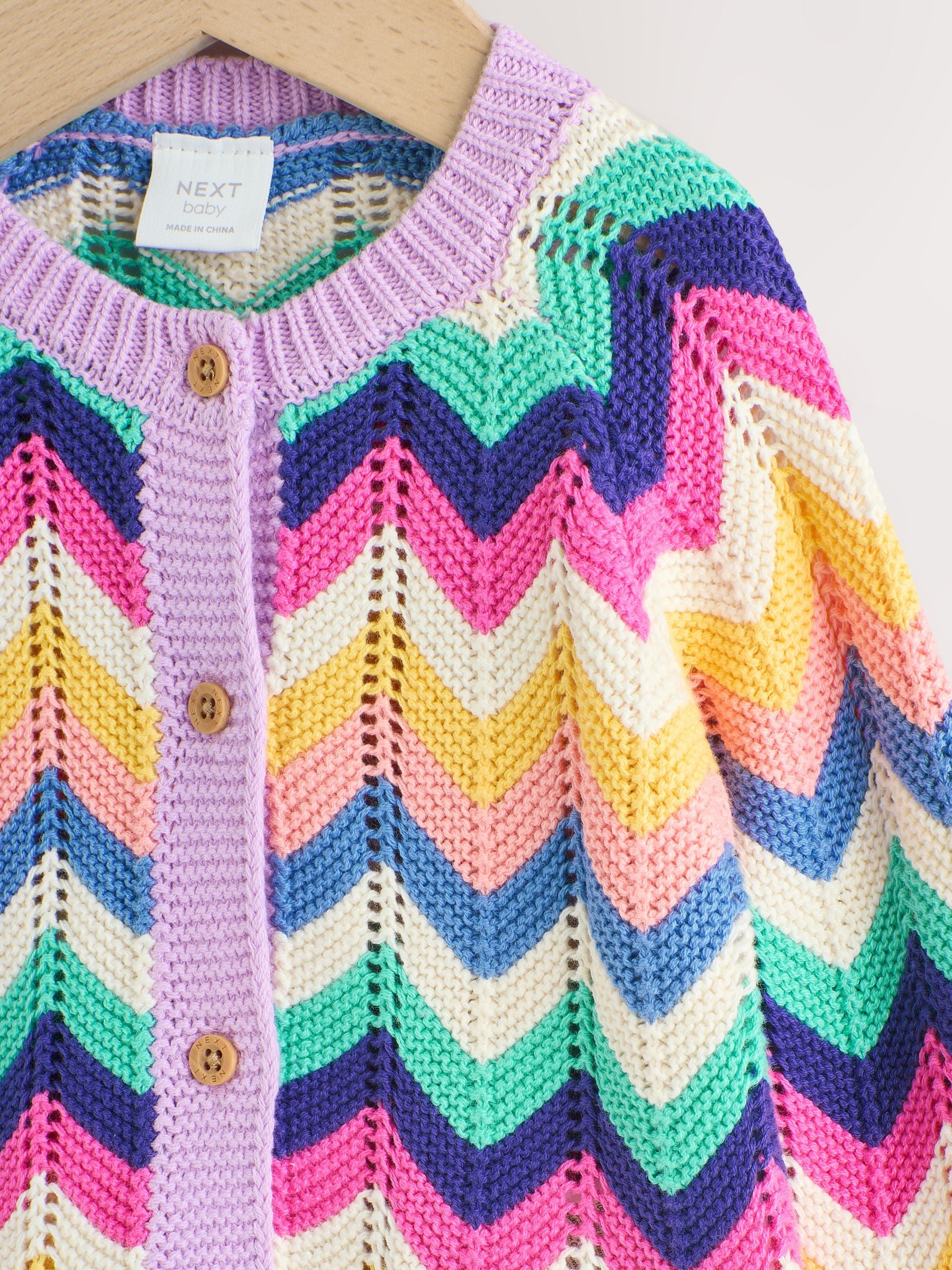 Buy Multi Bright Crochet Striped Knitted Baby Cardigan (0mths-2yrs
