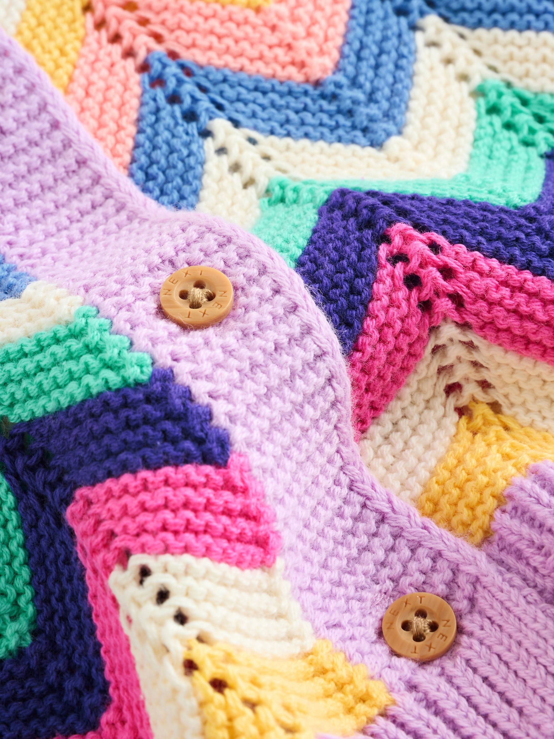 Buy Multi Bright Crochet Striped Knitted Baby Cardigan (0mths-2yrs