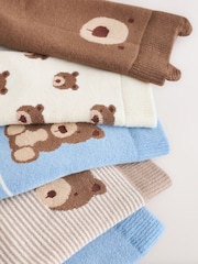 Light Blue Bear Cosy Terry Cotton Rich Socks 5 Pack - Image 2 of 4