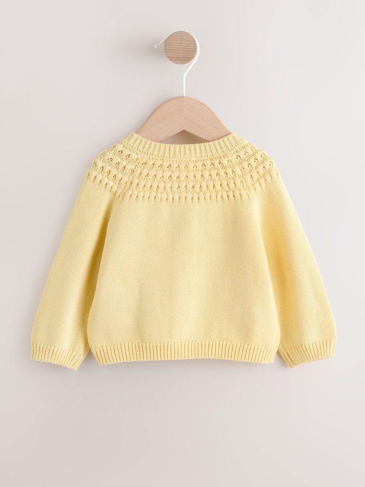 Yellow Baby Heart Pocket Button Through Cardigan (0mths-2yrs) - Image 2 of 7