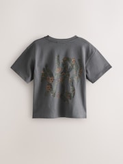 smALLSAINTS Charcoal Grey/Leopard Oversized Orlando Logo Crew Neck T-Shirt - Image 6 of 8