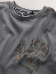 smALLSAINTS Charcoal Grey/Leopard Oversized Orlando Logo Crew Neck T-Shirt - Image 7 of 8