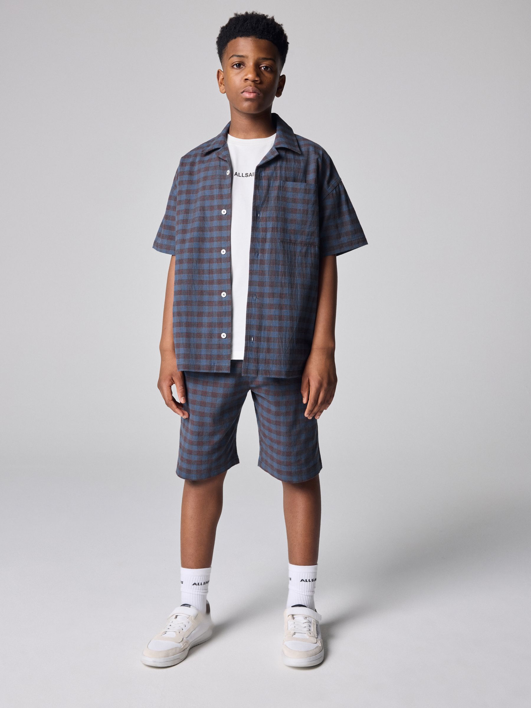 Buy smALLSAINTS Blue/Brown Cooper Checked Short Sleeve 3 Piece