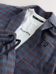 smALLSAINTS Blue/Brown Cooper Checked Short Sleeve 3 Piece Jacket Top and Short Set - Image 4 of 6