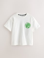 smALLSAINTS White/Green Oversized Distortion Crew Neck Cotton T-Shirt - Image 4 of 9