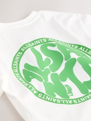 smALLSAINTS White/Green Oversized Distortion Crew Neck Cotton T-Shirt - Image 8 of 9