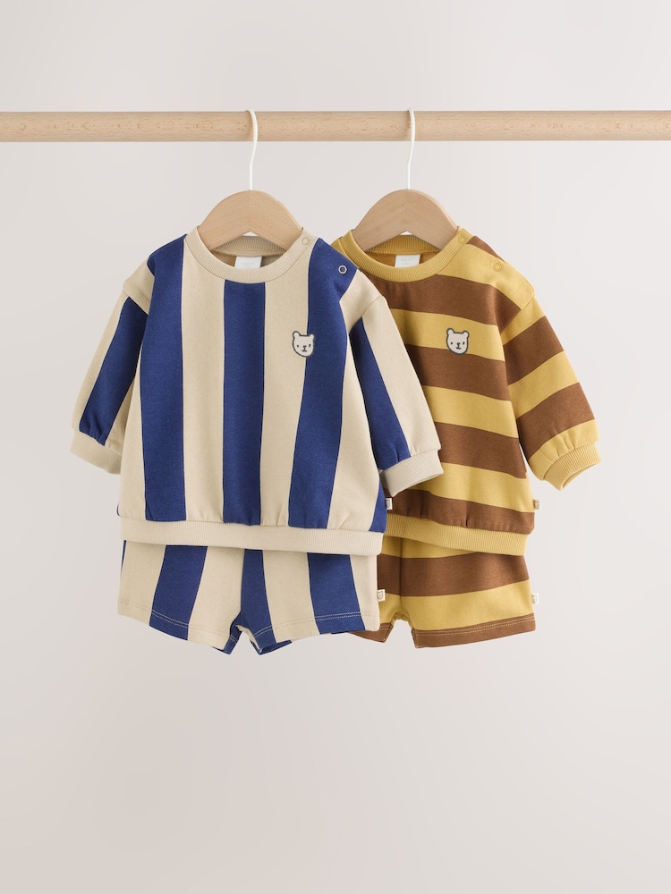 Blau/Rostbraun Streifen - Sweatshirt und Shorts 4 -teiliges Babyset (0Monate–2Jahre) - Bild 1 von 16 Blau/Rostbraun Streifen - Sweatshirt und Shorts 4 -teiliges Babyset (0Monate–2Jahre) - Bild 1 von 16