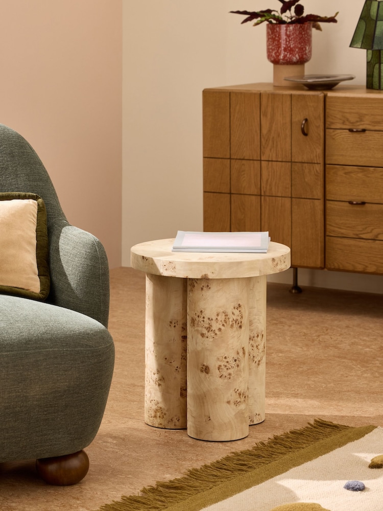 MADE.COM Light Burl Wood Lacey Side Table - Image 1 of 5 MADE.COM Light Burl Wood Lacey Side Table - Image 1 of 5