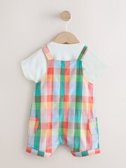 Bright Multi Colour Check Woven Dungaree and Bodysuit Set (0mths-2yrs) - Image 3 of 9