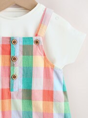Bright Multi Colour Check Woven Dungaree and Bodysuit Set (0mths-2yrs) - Image 4 of 9