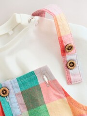 Bright Multi Colour Check Woven Dungaree and Bodysuit Set (0mths-2yrs) - Image 7 of 9