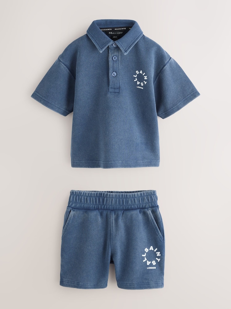 smALLSAINTS Tierra Waffle Polo Shirt and Shorts Set - Imaginea 1 din 9