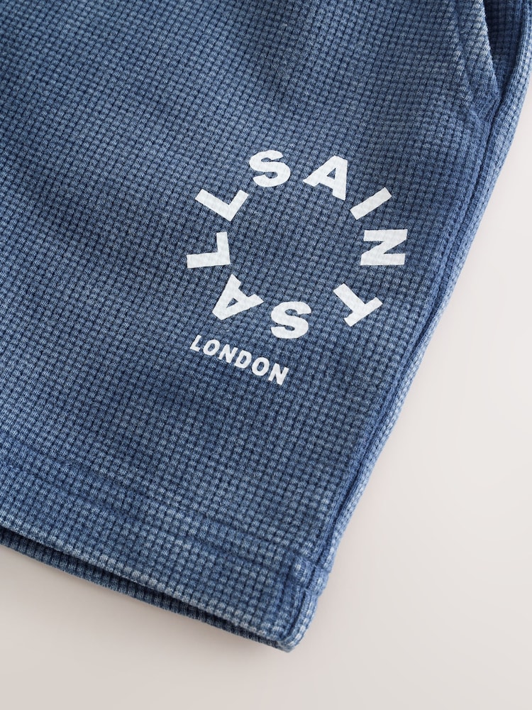 smALLSAINTS Blue Tierra Waffle Polo Shirt and Shorts Set - Image 14 of 14