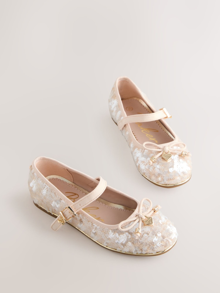 Baker by Ted Baker Ivory Champagne Sequin Ocassion Mary Jane Shoes - Imaginea 1 din 7 Baker by Ted Baker Ivory Champagne Sequin Ocassion Mary Jane Shoes - Imaginea 1 din 7