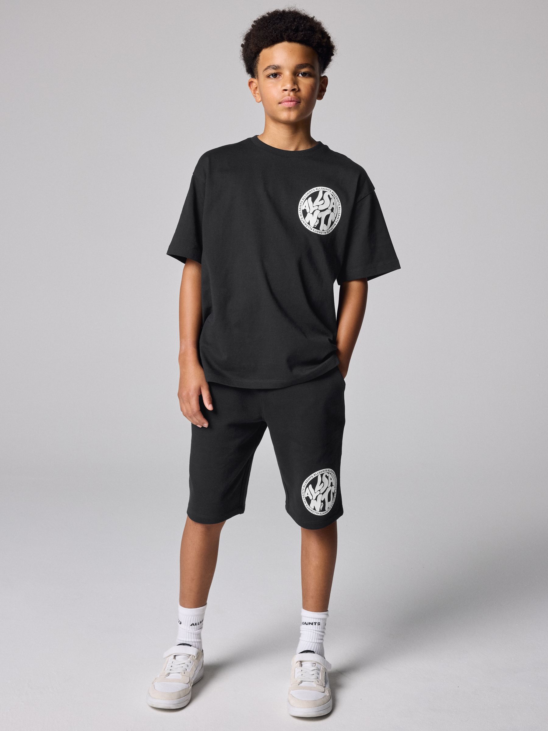 Buy smALLSAINTS Black Distortion T-Shirt and Sweat Shorts Set from