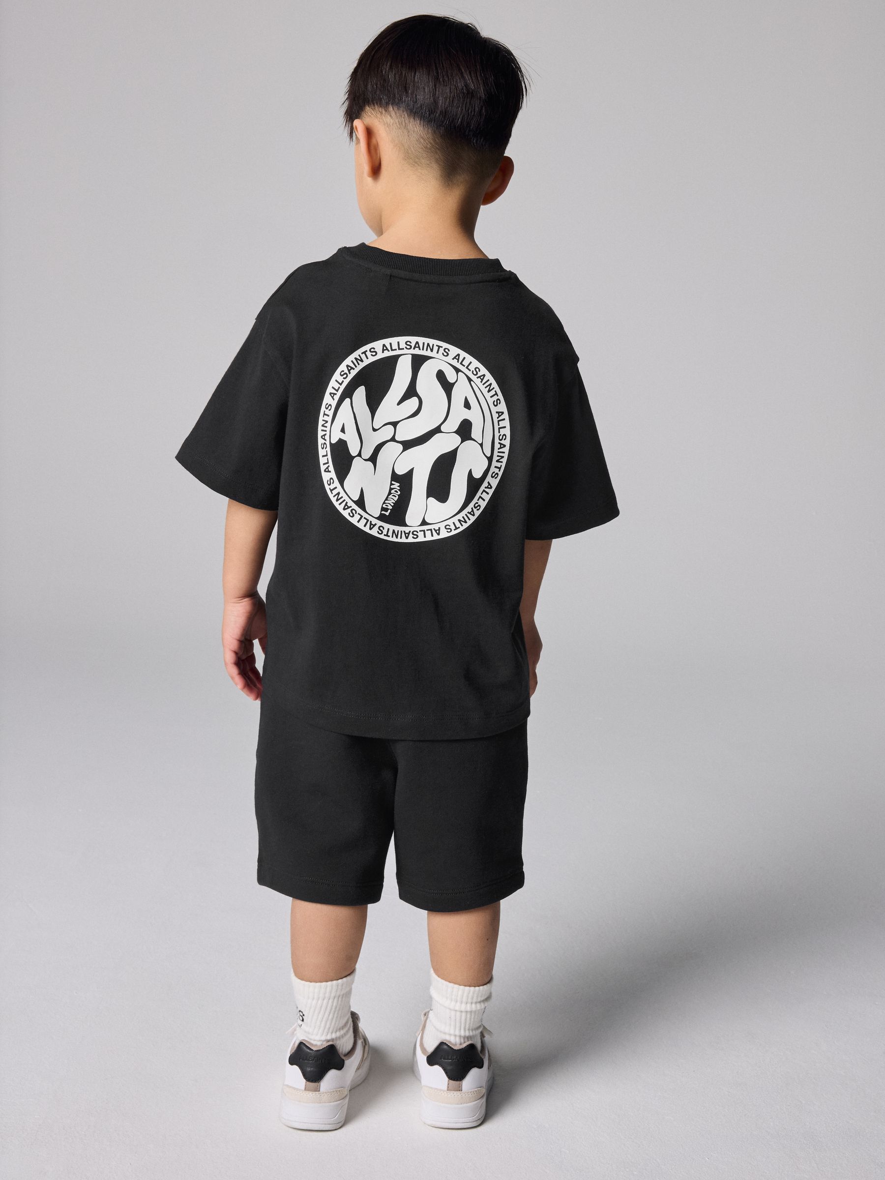 Buy smALLSAINTS Black Distortion T-Shirt and Sweat Shorts Set from