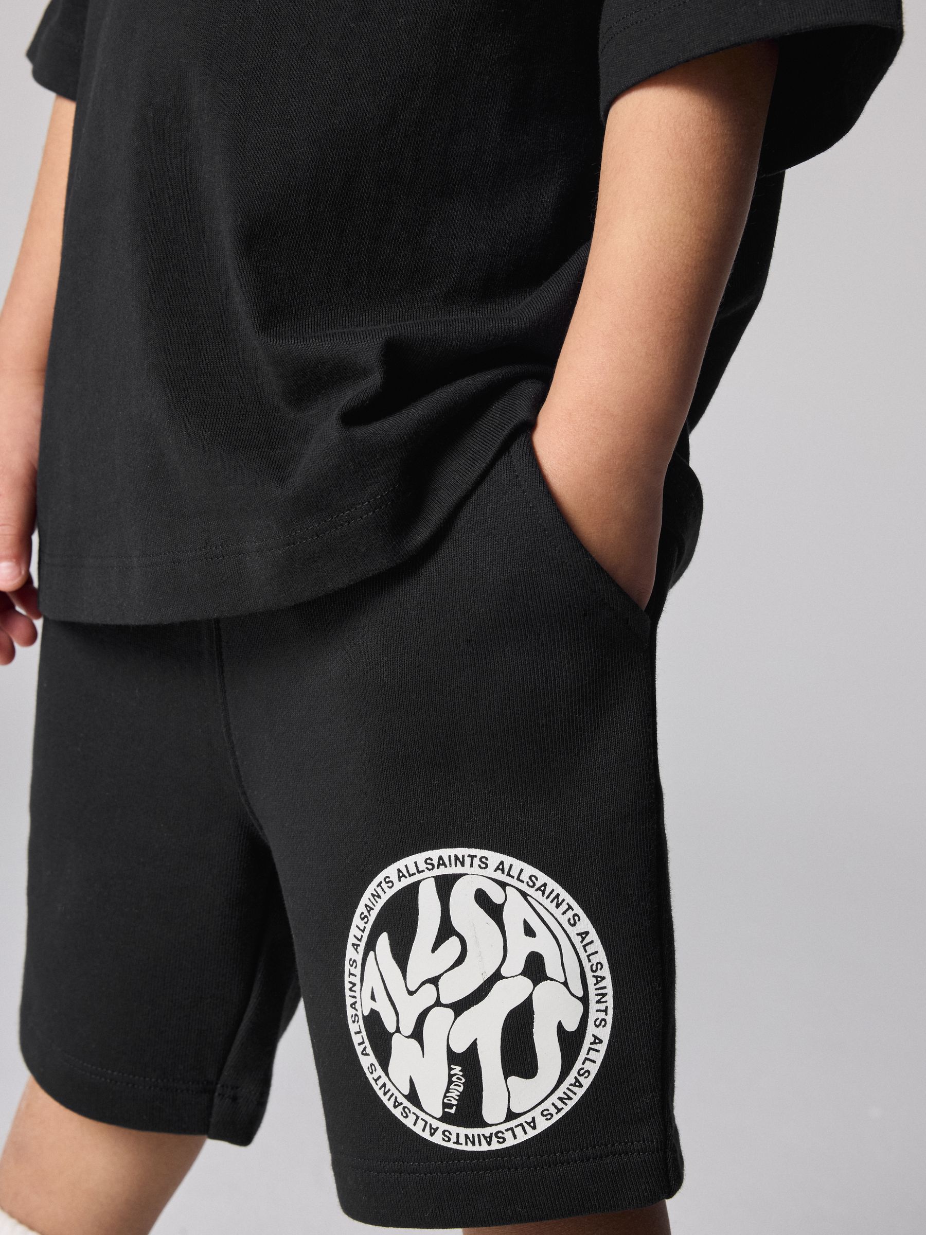 Buy smALLSAINTS Black Distortion T-Shirt and Sweat Shorts Set from