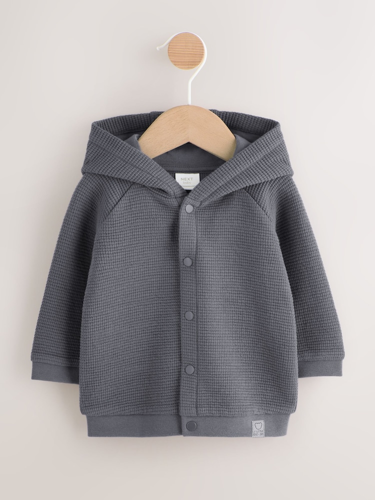 Charcoal Grey Lightweight Textured Jersey Baby Jacket (0mths-2yrs) - Image 1 of 6 Charcoal Grey Lightweight Textured Jersey Baby Jacket (0mths-2yrs) - Image 1 of 6