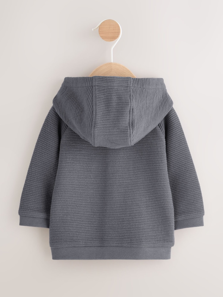 Charcoal Grey Lightweight Textured Jersey Baby Jacket (0mths-2yrs) - Image 2 of 6 Charcoal Grey Lightweight Textured Jersey Baby Jacket (0mths-2yrs) - Image 2 of 6