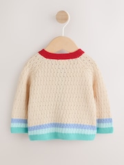 Natural Crochet Embroidered - Cardigan tricotat nautic pentru bebeluși (0luni-2ani) - Imaginea 2 din 8